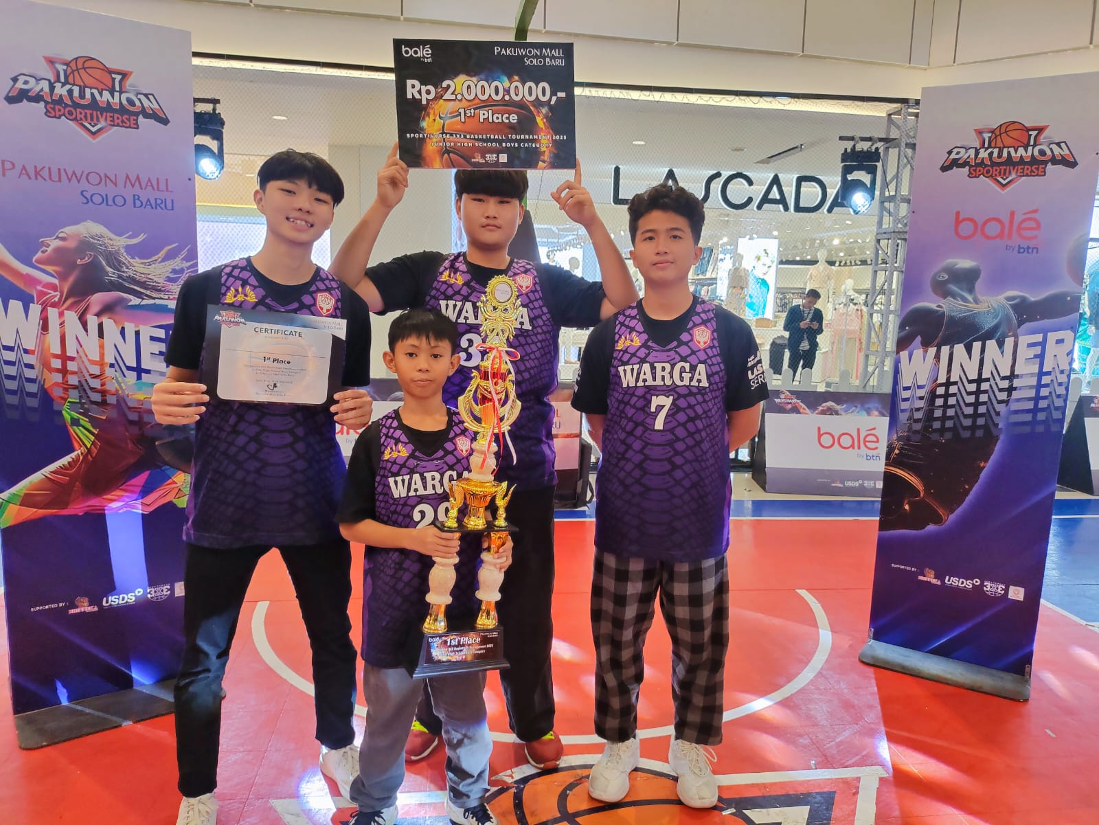 Juara 1 di Ajang Sportiverse 3x3 Basketball di Pakuwon Mall
